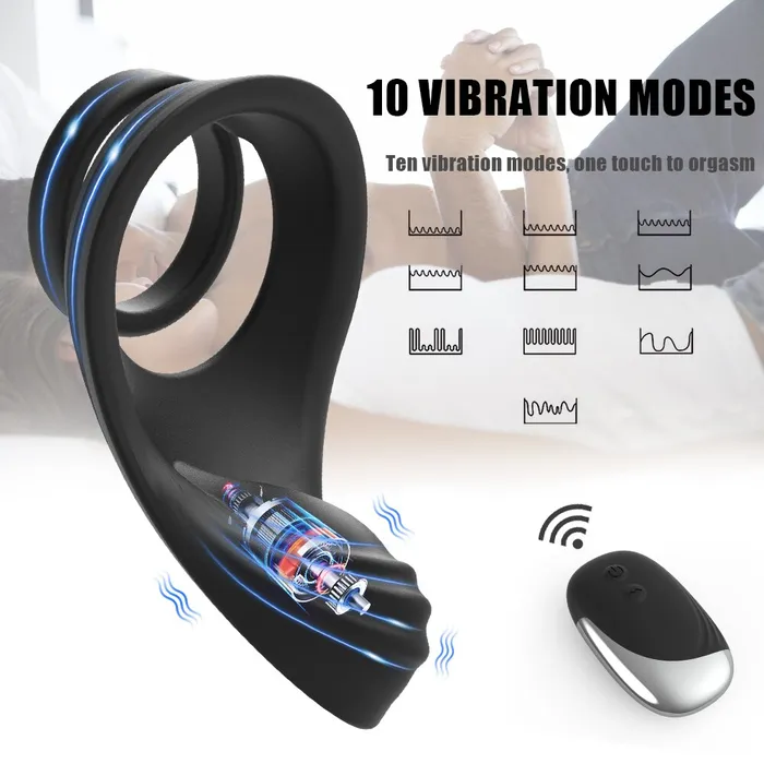 Female Sex Toys soniker Couples Delay Ejaculation Penis Vibrator With Double Cockring Massager Remote Control