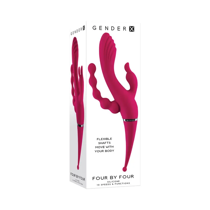 Gender X Female Sex Toys Gender X Four By Four Rechargeable DualEnded MultiStimulating Silicone Vibrator Burgundy