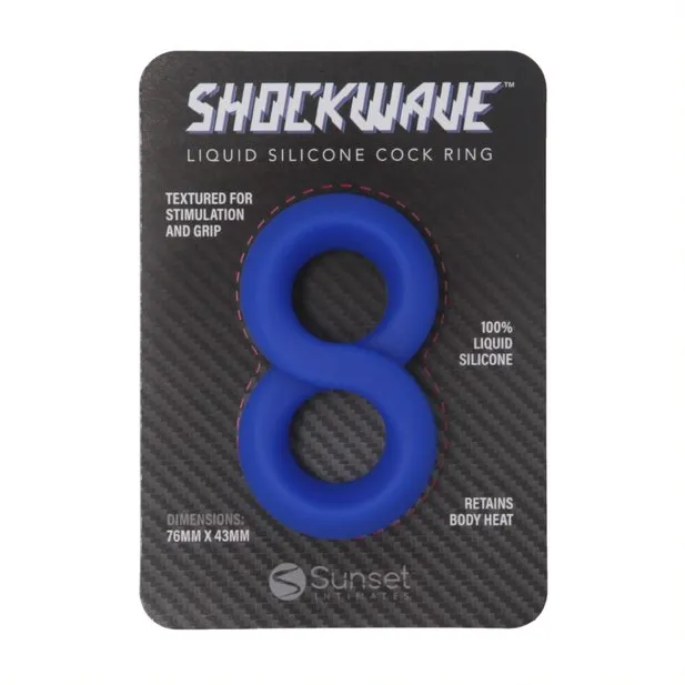 GENTLEMENS CLUB Male Sex Toys Shockwave Silicone Double Cock Ring Blue