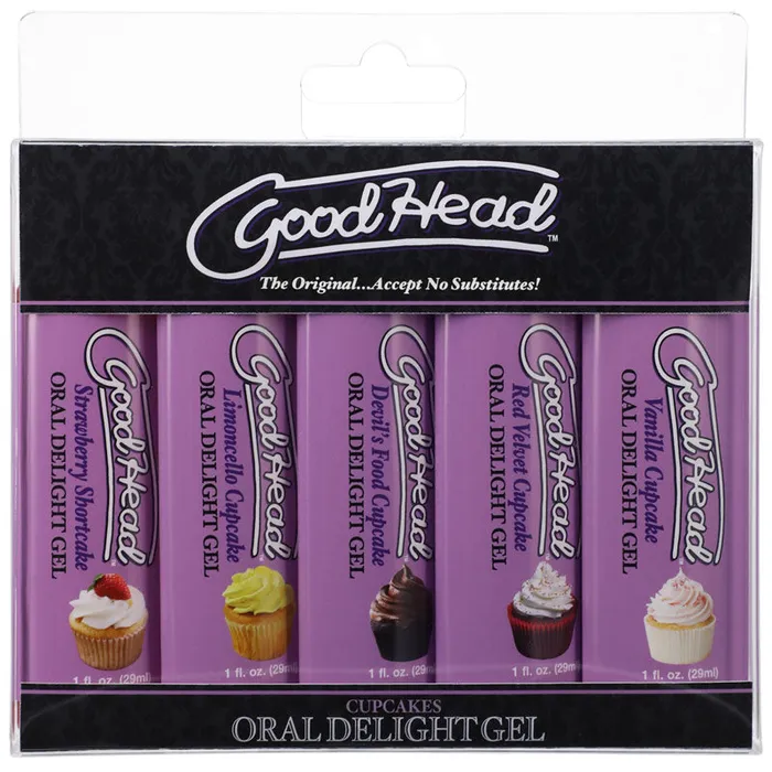 GoodHead Oral Delight Gel Cupcakes Flavoured Oral Gels Set of 5 x 30ml Bottles Doc Johnson Anal