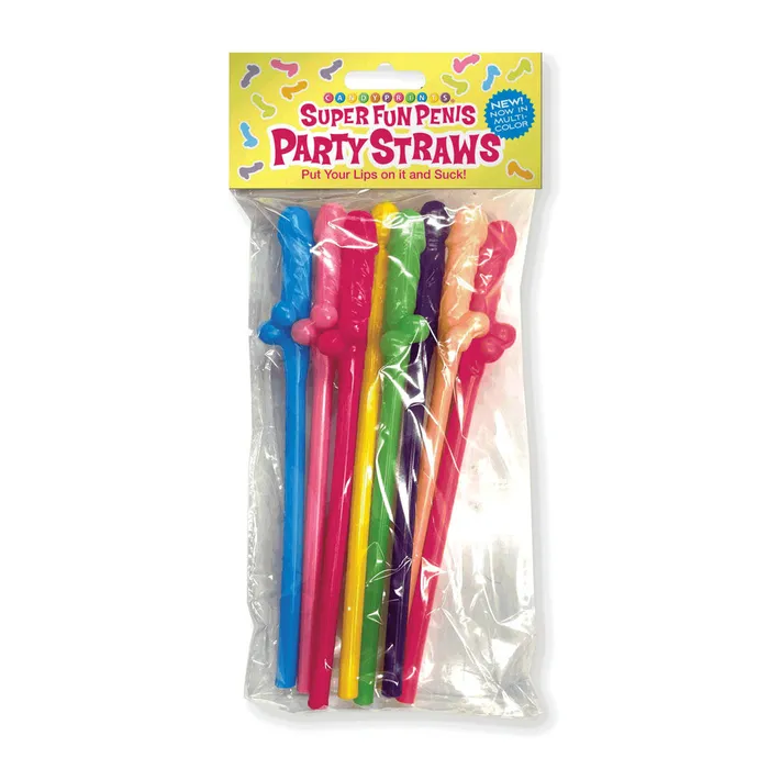 Little Genie Male Sex Toys Super Fun Penis Party Straws Multi Dicky Straws 8 Pack