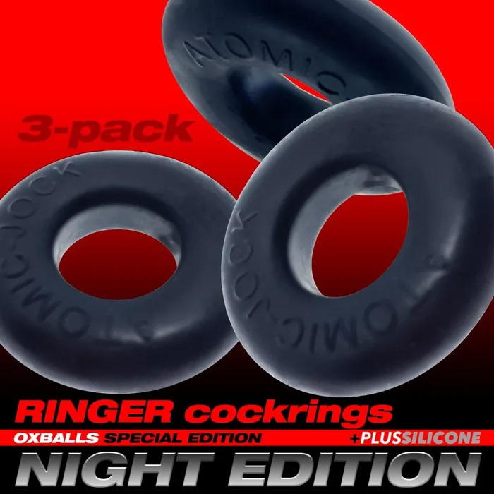 Oxballs Oxballs Ringer 3Pack Cock Ring Set Night Edition Male Sex Toys