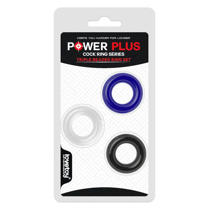 Power Plus Triple Donut Ring Set Cock Rings Set of 3 Lovetoy Male Sex Toys